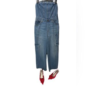 Denim strapless jumpsuit size XS